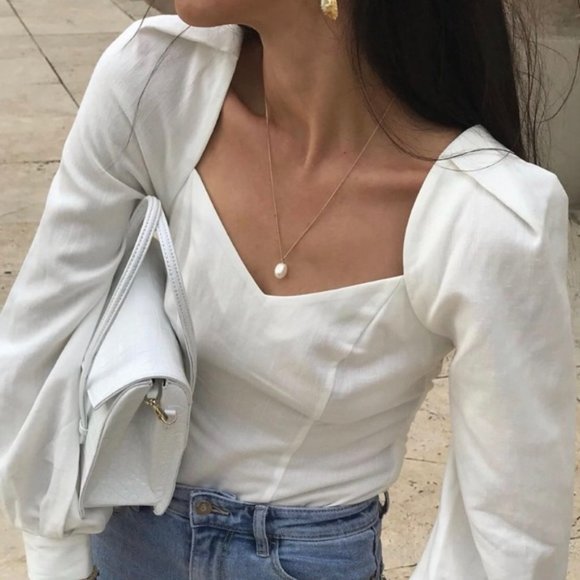 & Other Stories Jewelry - & Other Stories Pearl Pendant Chain Necklace